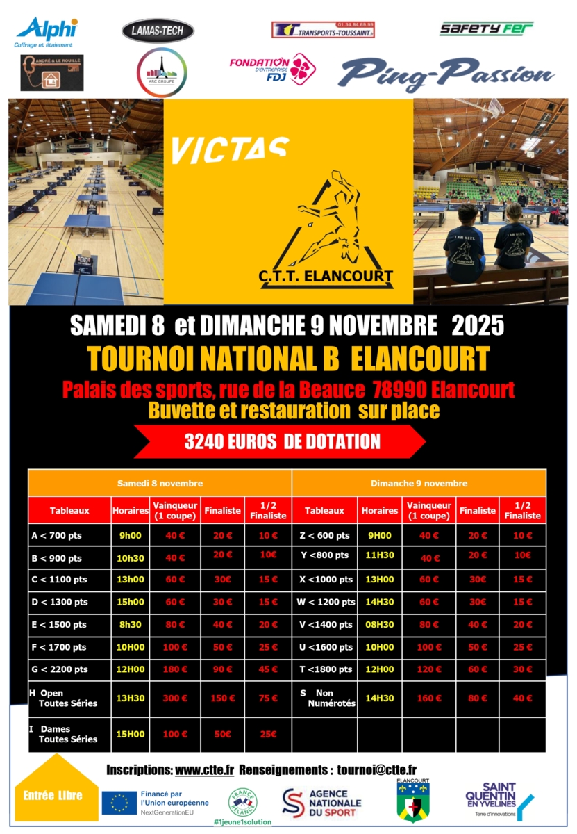 Tournoi National B René REY Elancourt 2025