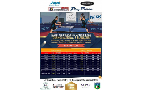 Tournoi National B René Rey Elancourt 2026 (26 et 27 Septembre 2026)