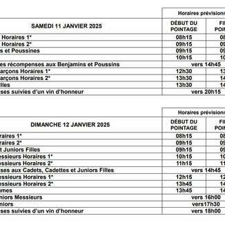 Horaires BJ 2025